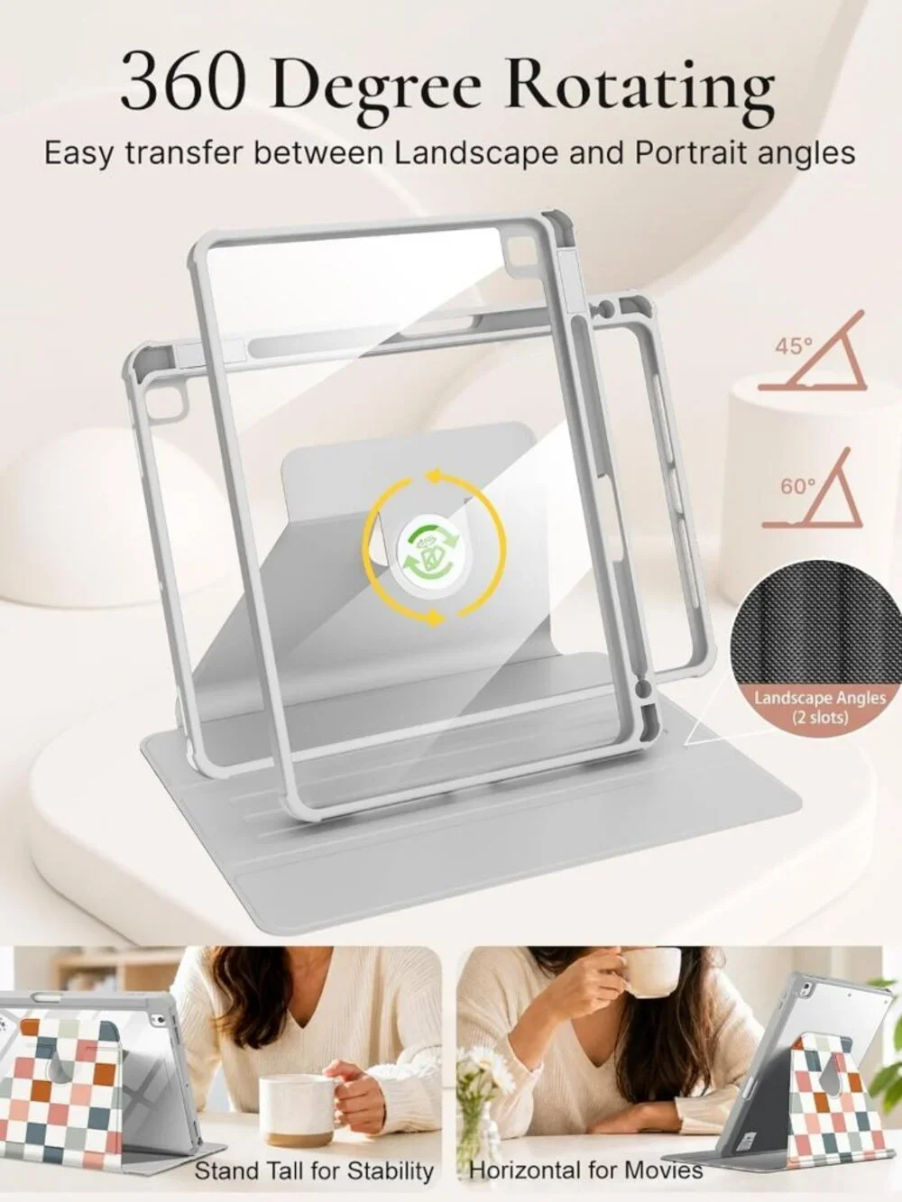 360 Rotating Folio Case for iPad with Pencil Holder - Smart Design & Versatile